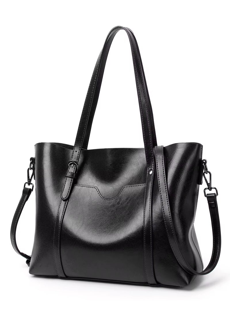 Women Handbag Women PU Leather Tote Bag For Womens Tote Bags Women Large Capacity Shoulder Bags For Ladies Leather Handbag Laptop Handbags Vintage Leather Purse - Image 1