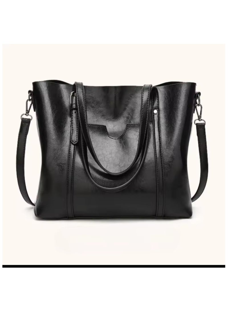 Women Handbag Women PU Leather Tote Bag For Womens Tote Bags Women Large Capacity Shoulder Bags For Ladies Leather Handbag Laptop Handbags Vintage Leather Purse - Image 3