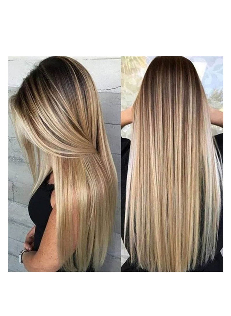 إستيل شعر مستعار مقاوم للحرارة من الألياف الطبيعة يبحث عن شعر مستعار كوسبلاي للاستخدام اليومي للحفلات الاصطناعية لاستبدال شعر مستعار للنساء أزياء شقراء متدرجة اللون - Image 4