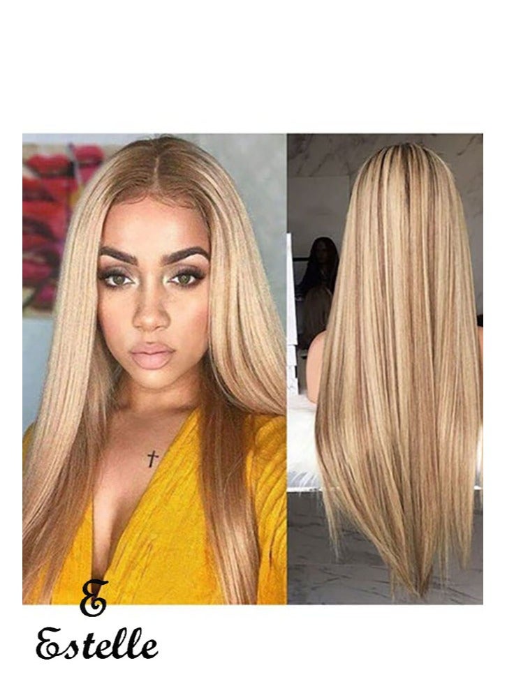 إستيل شعر مستعار مقاوم للحرارة من الألياف الطبيعة يبحث عن شعر مستعار كوسبلاي للاستخدام اليومي للحفلات الاصطناعية لاستبدال شعر مستعار للنساء أزياء شقراء متدرجة اللون - Image 1