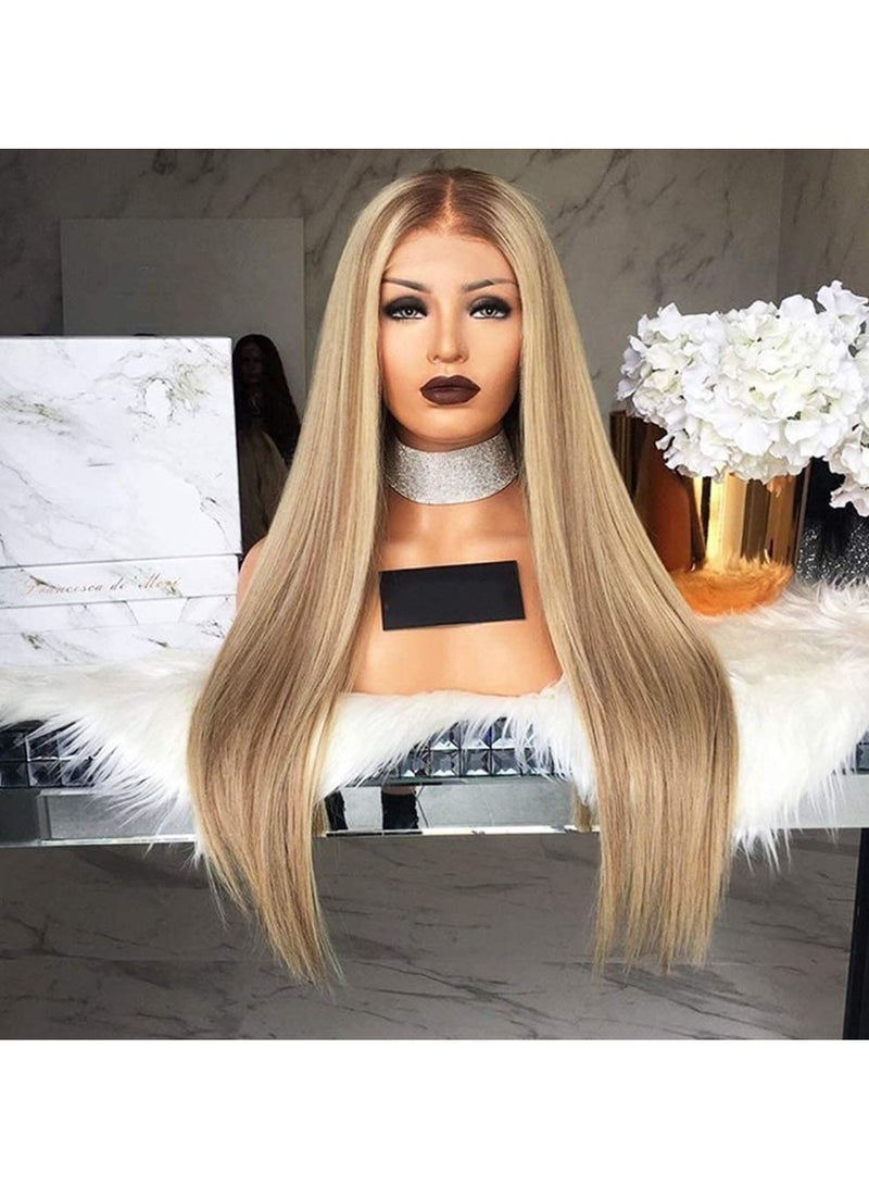 إستيل شعر مستعار مقاوم للحرارة من الألياف الطبيعة يبحث عن شعر مستعار كوسبلاي للاستخدام اليومي للحفلات الاصطناعية لاستبدال شعر مستعار للنساء أزياء شقراء متدرجة اللون - Image 3