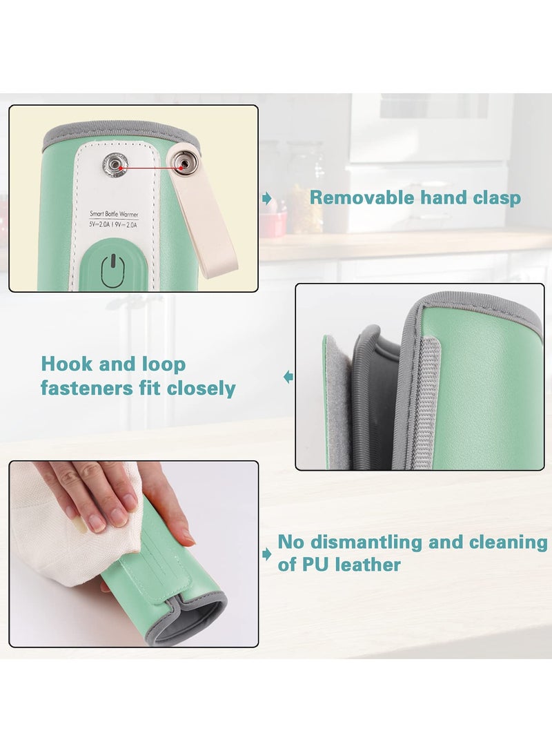 Excefore Portable Bottle Warmer with LCD Display, USB Rechargeable Wireless Water Bottle Warmer for Formula Milk, Fast and Accurate Heating of Baby Bottle Warmer for Car and Travel (Green) - Image 5