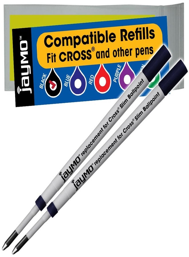 Jaymo Replacement for Cross Slim 8783 - Measures 4 in / 102 mm Long - Ballpoint Pen Refill - 2 Black - Image 1