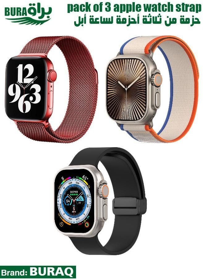 BURAQ - Apple Watch Band Strap For Apple Watch Ultra 2/Ultra 49mm, Series 10 46mm, 9/8/7 45mm, SE2/SE/6/5/4 44mm, 3/2/1 42mm - Image 1