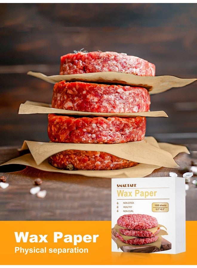 SMARTAKE ورق شمعي للطعام مقاس 6 × 6 بوصة، 1000 قطعة ورق برجر غير لاصق، فواصل ساندويتش مربعة، ورق تغليف، للغداء، المطاعم، الشواء، النزهات، الحفلات، غير مبيض - Image 3