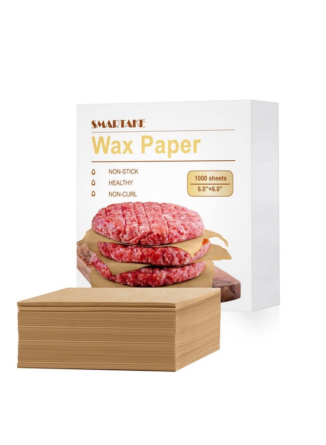 SMARTAKE ورق شمعي للطعام مقاس 6 × 6 بوصة، 1000 قطعة ورق برجر غير لاصق، فواصل ساندويتش مربعة، ورق تغليف، للغداء، المطاعم، الشواء، النزهات، الحفلات، غير مبيض - Image 1