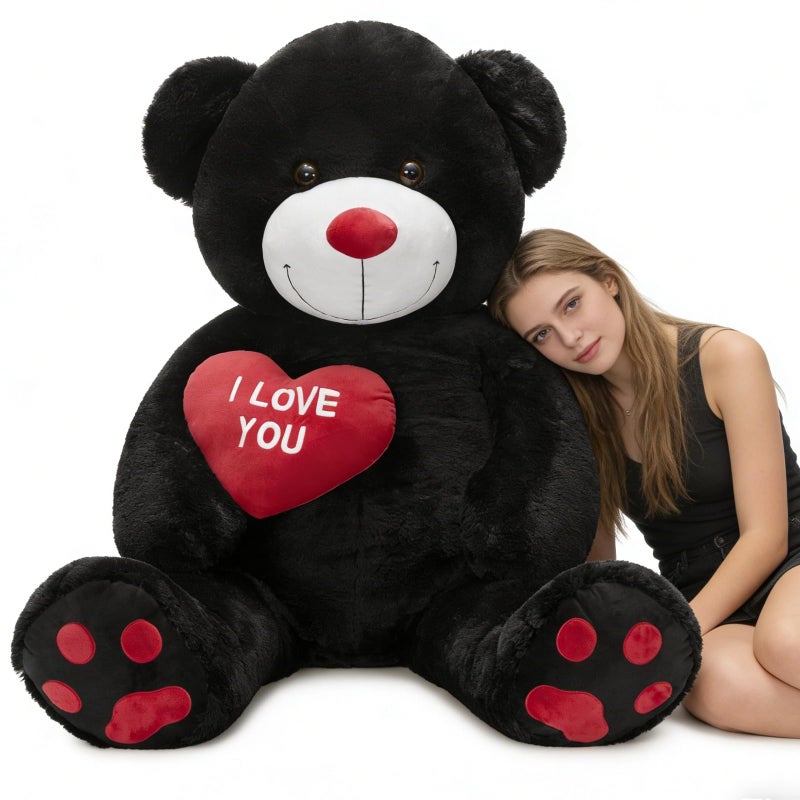 Tezituor Giant Teddy Bear 5 Feet I Love You Red Heart Jumbo Human Size Stuffed Animals for GirlfriendBoyfriend AnniversaryChristmas Valentines Black - Image 3