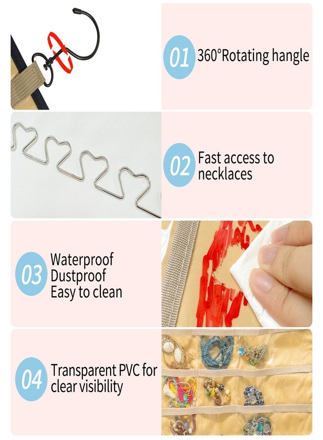 Bloss Hanging Jewelry Organizer with 48 Pockets, Necklace Holder Anti-tangle, Double-Sides Hanging Jewelry Holder for Jewelry Earring Storage-Black - Image 5