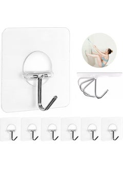 MJZ Wall Hooks Transparent Reusable Seamless Hooks,Waterproof and Oilproof,Bathroom Kitchen Heavy Duty Self Adhesive Hooks,8 Pack  - Image 1