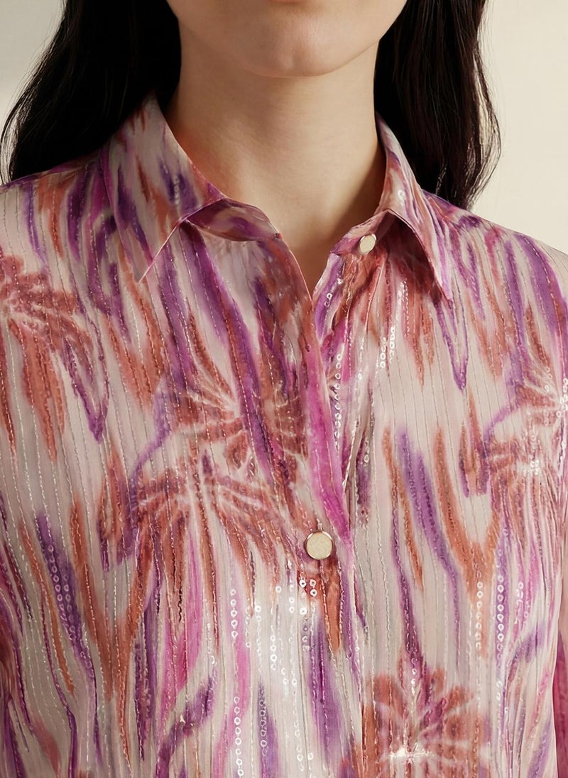 Globus Women's Multi Party Shirt with Spread Collar and Abstract Print Embellishment Detail - Image 5