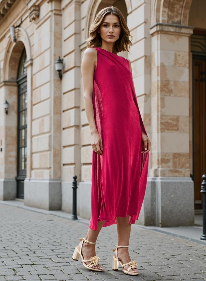 ايكونيك فستان بتفاصيل كيب أيقونية - Image 1