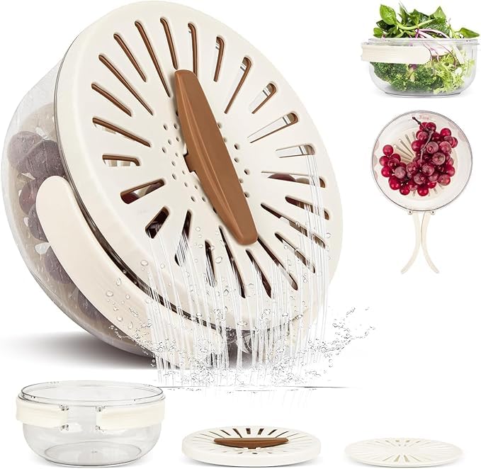 Rinkify Multifunctional 2in1 Fruit and Vegetable Washing Bowl with Folding Handle Detachable Colander Strainer SpaceSaving Design and Easy Drainage for Convenient Food Prep - Image 1
