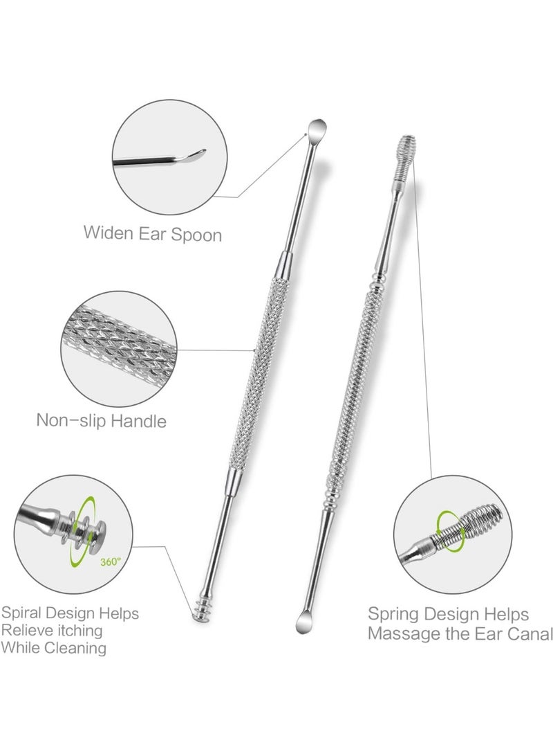 4 Pack Ear Wax Removal Tool Kit with Light, Ear Pick Ear Cleaning Tools Set for Kids and Adults, Ear Picks Digger & Tweezers & Spiral Spring Ear Spoon with Storage Box (Blue) - Image 5