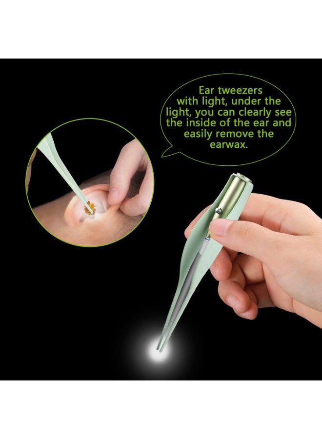 4 Pack Ear Wax Removal Tool Kit with Light, Ear Pick Ear Cleaning Tools Set for Kids and Adults, Ear Picks Digger & Tweezers & Spiral Spring Ear Spoon with Storage Box (Blue) - Image 2
