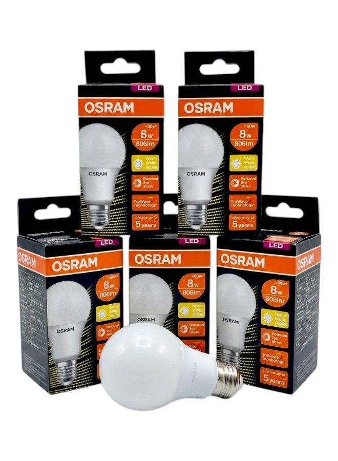 OSRAM LED Bulbs 8W (Warm White 3000K, 806lm) – Pack of 5 - Image 1