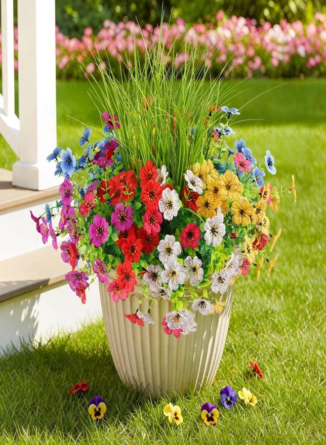 ATTGREAT Artificial Flowers Outdoors Faux Plants UV Resistant Spring Plastic Realistic Flowers Outside Fake Greenery Stems for Garden Porch Planters Hanging Decor, 12 Bundles - Image 1