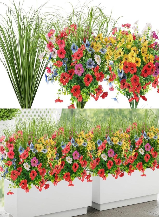 ATTGREAT Artificial Flowers Outdoors Faux Plants UV Resistant Spring Plastic Realistic Flowers Outside Fake Greenery Stems for Garden Porch Planters Hanging Decor, 12 Bundles - Image 4
