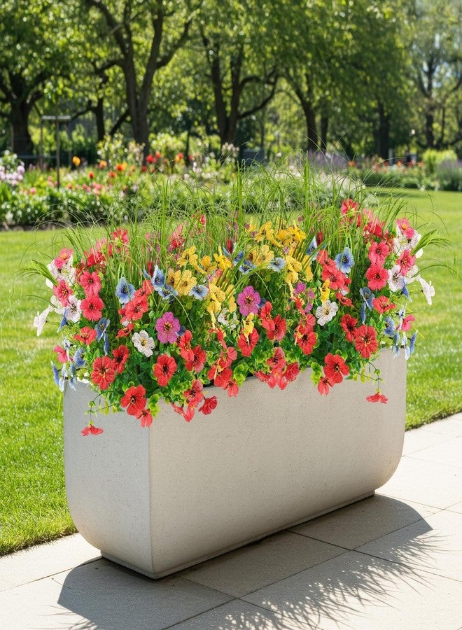 ATTGREAT Artificial Flowers Outdoors Faux Plants UV Resistant Spring Plastic Realistic Flowers Outside Fake Greenery Stems for Garden Porch Planters Hanging Decor, 12 Bundles - Image 2