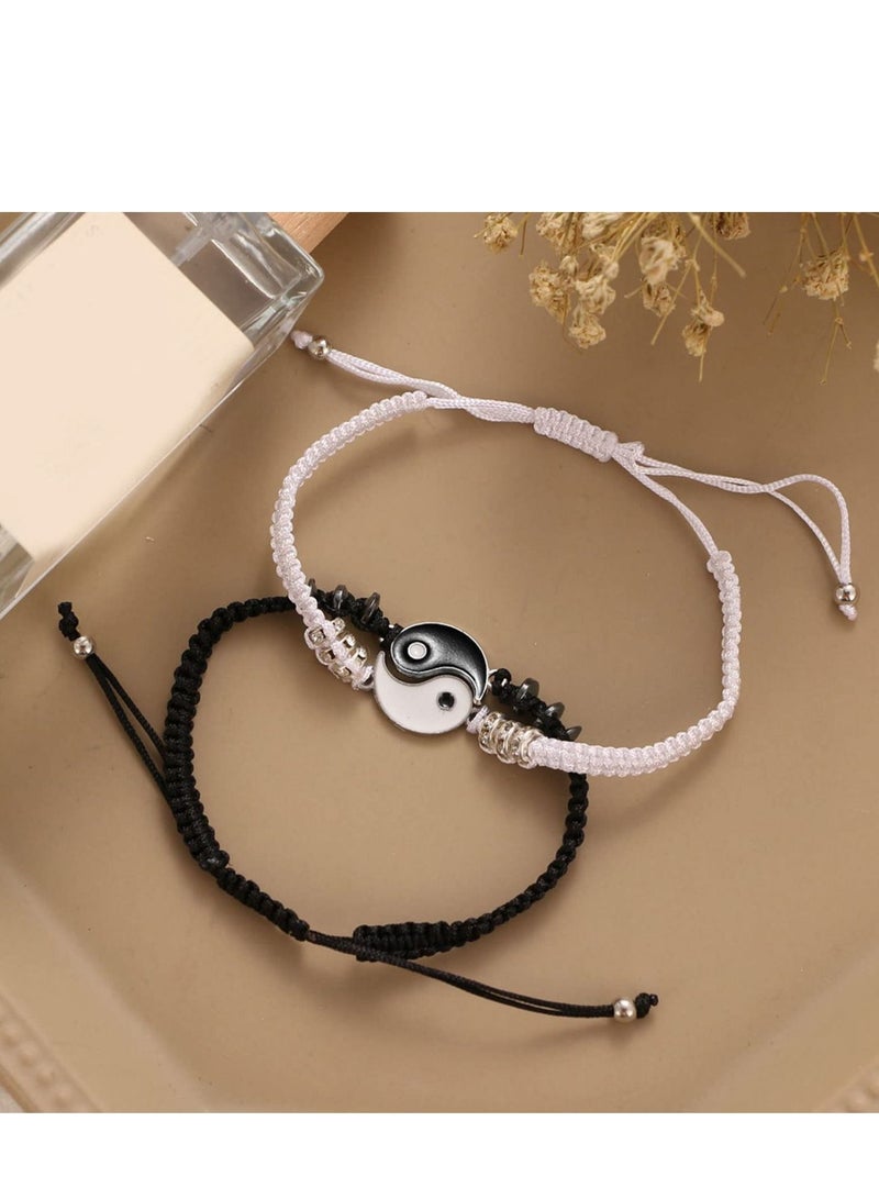 SYOSI Matching Yin Yang Necklace Set for Couples and Best Friends  Adjustable Cord Relationship Bracelets for Boyfriend and Girlfriend- Great Gifts for Women, Teen Girls, and Friendship - Alloy - 6PCS - Image 4