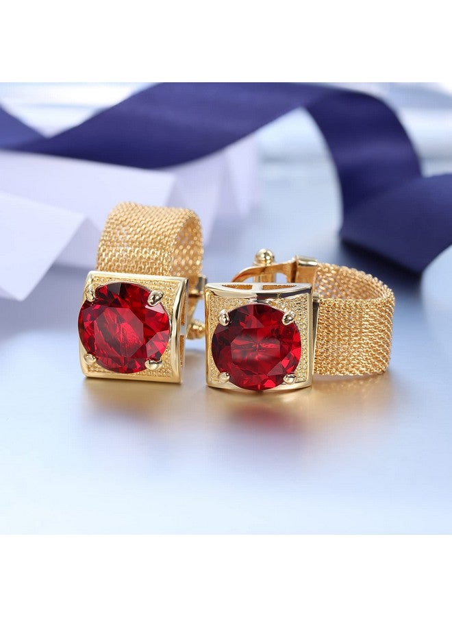 HAWSON أزرار أكمام للرجال مع سلسلة حجرية وإكسسوارات قميص ذهبية لامعة هدايا حفلات للشباب (كريستال) - Image 5