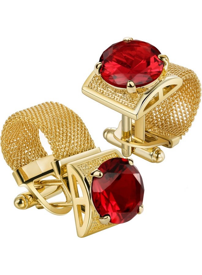 HAWSON أزرار أكمام للرجال مع سلسلة حجرية وإكسسوارات قميص ذهبية لامعة هدايا حفلات للشباب (كريستال) - Image 1