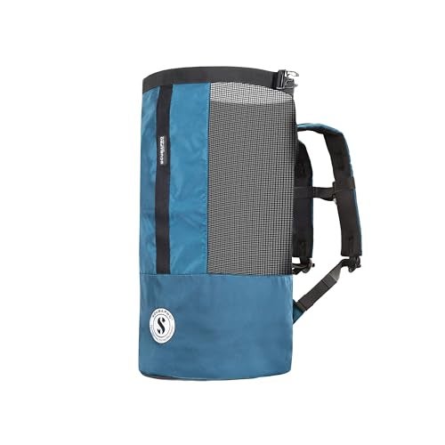 SCUBAPRO Sport 65 Mesh Dive Bag with Roll Top Closure and Side Zipper for Snorkeling and Scuba Diving Gear Denim Blue Color Fabric - Image 1