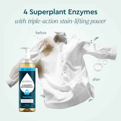 Puracy Laundry Detergent - Enzyme-Powered Liquid Laundry Detergent Concentrate, Natural Laundry Detergent Seen on TikTok, Non-Toxic (Fresh Linen, 16 fl oz, 64 Loads) - Image 2