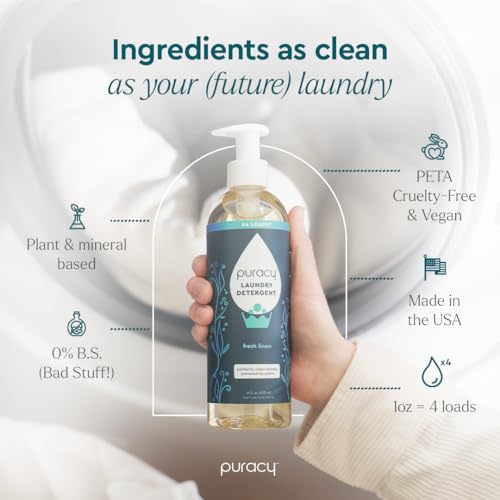 Puracy Laundry Detergent - Enzyme-Powered Liquid Laundry Detergent Concentrate, Natural Laundry Detergent Seen on TikTok, Non-Toxic (Fresh Linen, 16 fl oz, 64 Loads) - Image 3