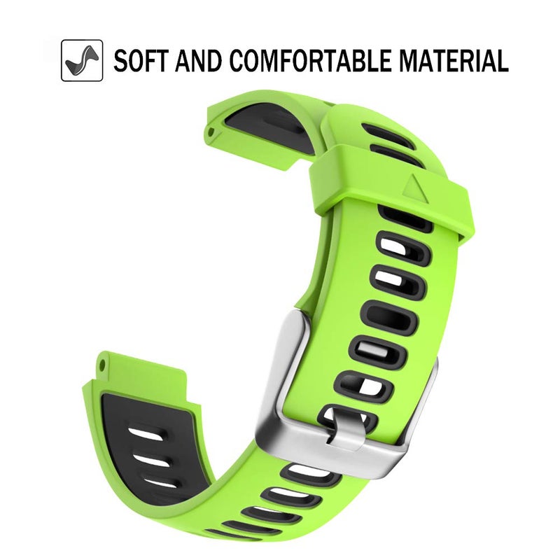 ISABAKE Compatible Forerunner 735XT Band Soft Silicone Sport Watch Strap Wristbands for Forerunner 220 230 235 620 630 Approach S20 S5 S6(Green) - Image 2