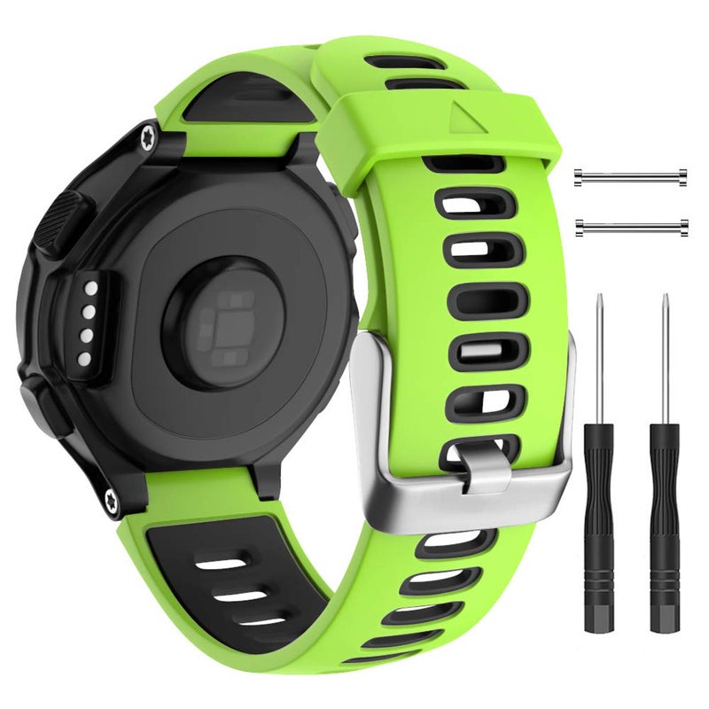 ISABAKE Compatible Forerunner 735XT Band Soft Silicone Sport Watch Strap Wristbands for Forerunner 220 230 235 620 630 Approach S20 S5 S6(Green) - Image 1