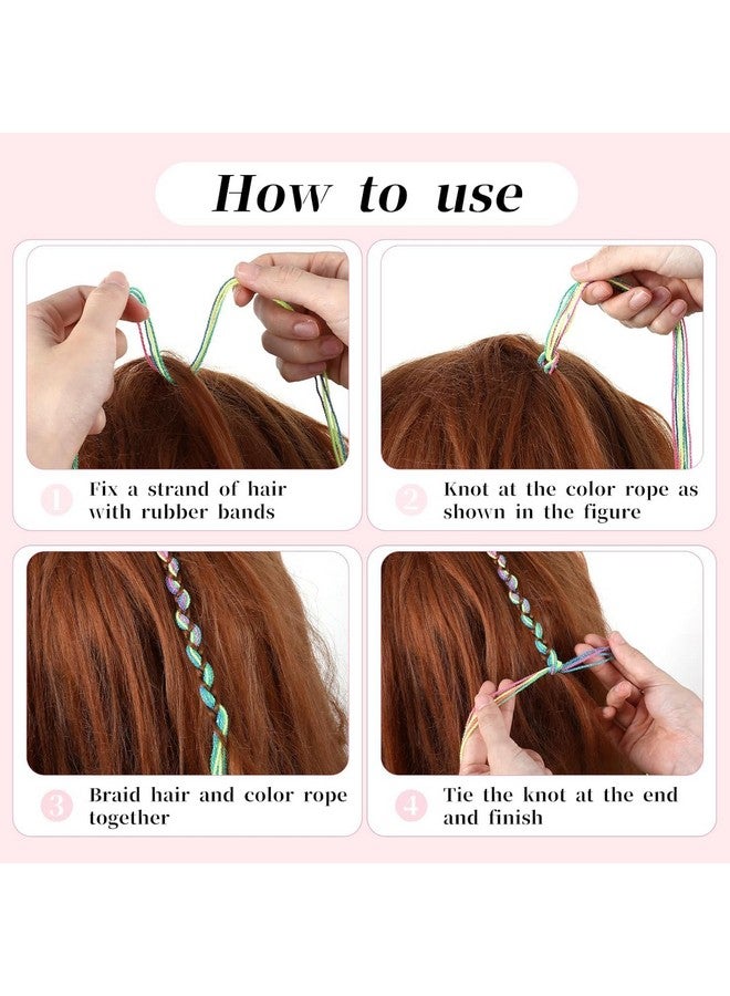 Dkriva® Colorful Hair Wrap String For Braids, Multi Rainbow Braiding Hair Tie, Gradient Color Hair Rope Band, Girls Braids Hair Styling Accessories - 22 pcs, Multi Color. - Image 2