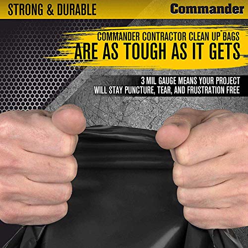 Commander 42 Gallon 3 MIL (eq) Heavy Duty Contractor Bags with Flap Ties - 32" x 46" - Pack of 20 - For Contractor, Industrial, & Outdoor - Image 2