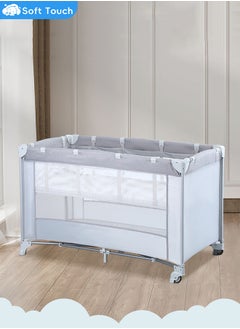 Soft Touch 2 In 1 Baby Crib Portable Toddler Playard Foldable Baby Cot Travel Crib Nursery Center for Infant with Carry Bag  - Image 2