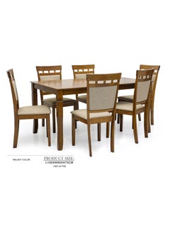 SILA Modern Wooden Dining Table Set (1+6) - Walnut Color 150cm  - Image 2