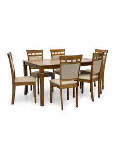 SILA Modern Wooden Dining Table Set (1+6) - Walnut Color 150cm  - Image 1