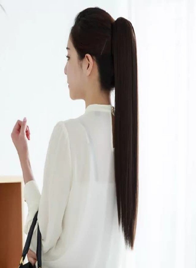La Belleza Hair Clutcher/Claw Clip Straight Synthetic Extension/Ponytail For Girls And Women (20 Inch Long) (Natural Black) - Image 4