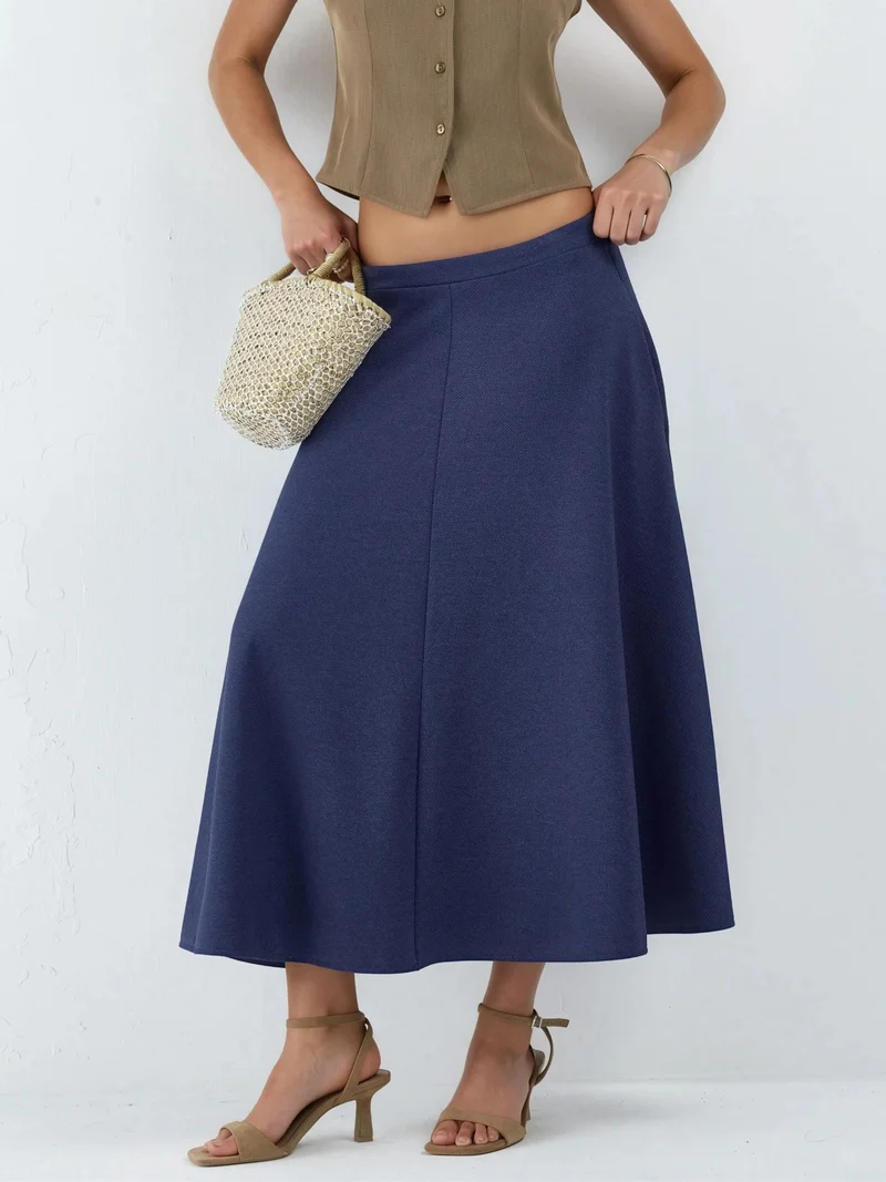 بوسيم BUSEM High Waist A-Line Midi Skirt