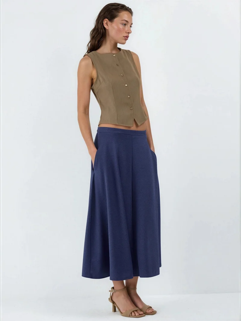 بوسيم BUSEM High Waist A-Line Midi Skirt