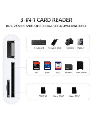 مقارنة بطاقات USB-C SD/TF MicroSD + USB 2.0، محول بطاقات الذاكرة ثلاثي الأدوات Type C لـ iPhone 17/16 Pro Max، MacBook Pro 15/16 (2025-2016)، Mac Air/iPad Pro M4 M3 M1 M2، لأجهزة Samsung Galaxy، لأجهزة Google Pixel - view 2