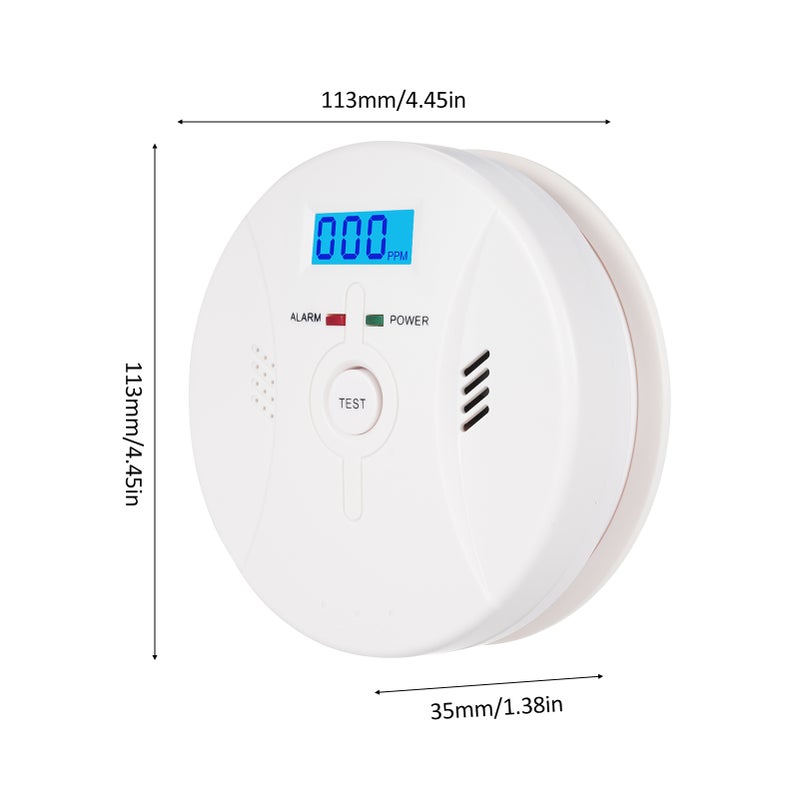 Smoke and Carbon Monoxide Alarm: White Dual Sensor Device - With LED Status Indicators & Test Button for Home Bedroom Living Room Hallway - Image 5
