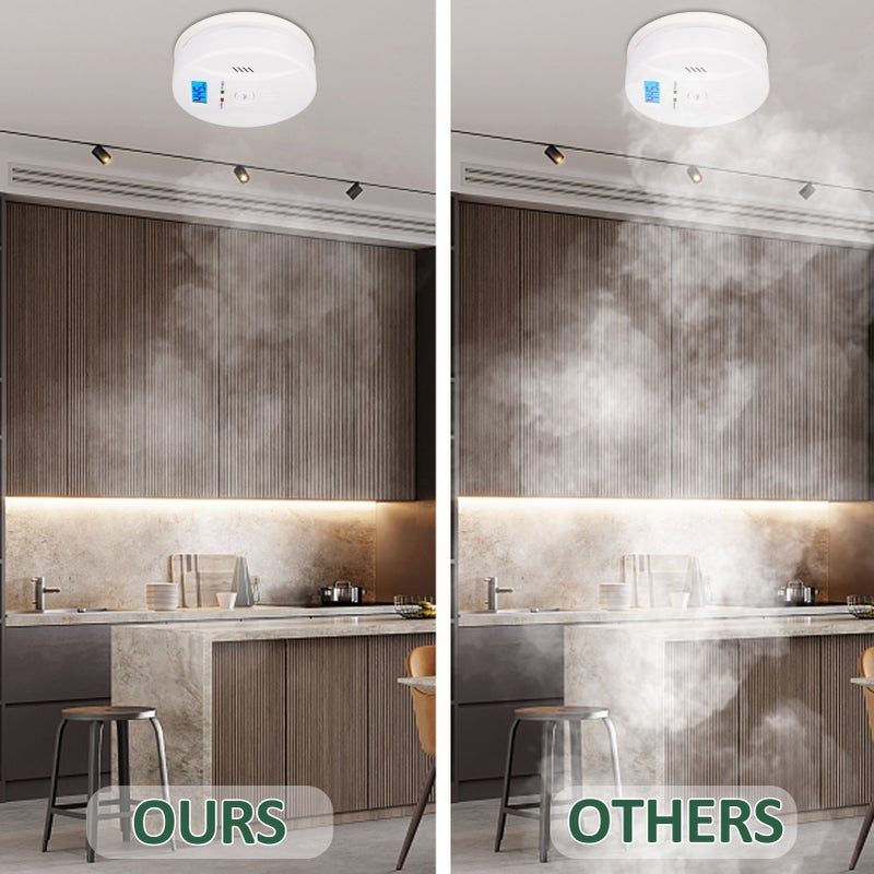 Smoke and Carbon Monoxide Alarm: White Dual Sensor Device - With LED Status Indicators & Test Button for Home Bedroom Living Room Hallway - Image 4