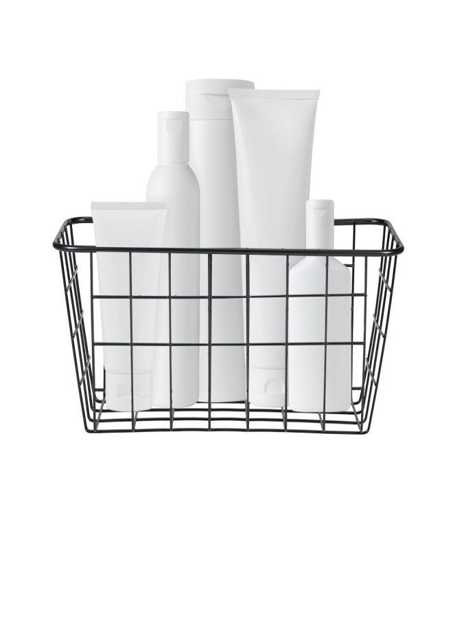 Iron Storage Basket Wall Mounted Storage Organizer Wire Hanging Basket Bathroom Shelf for Bedroom Bathroom Laundry Room - Image 1