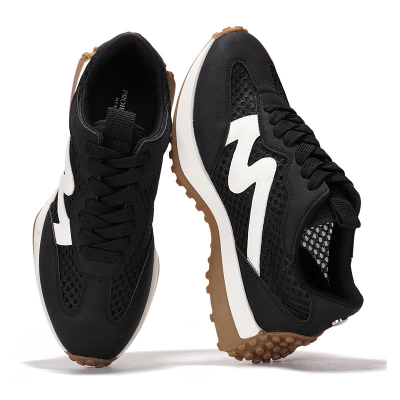 Project Cloud Trendy Fashion Sneakers for Women 2026 - Memory Foam and Non-Slip Comfortable Casual Ladies Shoes for Womens Fashion Sneakers - Lightweight Lace-up Shoes (Lecco,BLKMESH,7.5) - Image 1