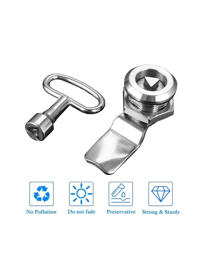 S-TOP Electric Meter Box Latch, 2 PCS Triangle Cam Lock with Key, Secure Metal Hardware for Gas Mailbox Cabinet and Energy Furniture, Durable Zinc Alloy Threaded Latch Replacement, 18MM - Image 2