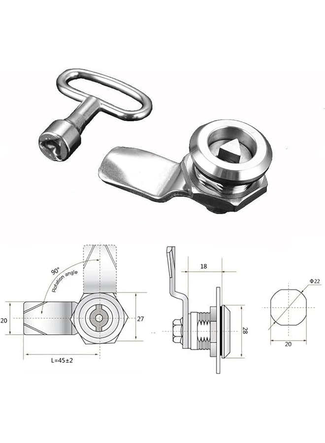 S-TOP Electric Meter Box Latch, 2 PCS Triangle Cam Lock with Key, Secure Metal Hardware for Gas Mailbox Cabinet and Energy Furniture, Durable Zinc Alloy Threaded Latch Replacement, 18MM - Image 4