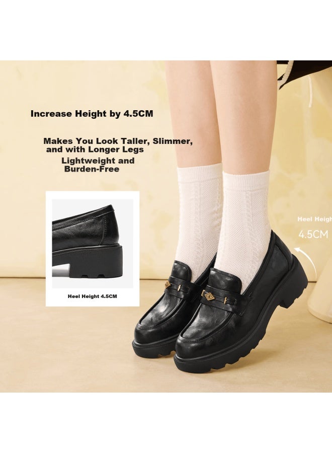 Basto 26 Spring Loafers Simple Retro College Style Women's Flats Uxv08aa6 Black Size 39 - Image 2