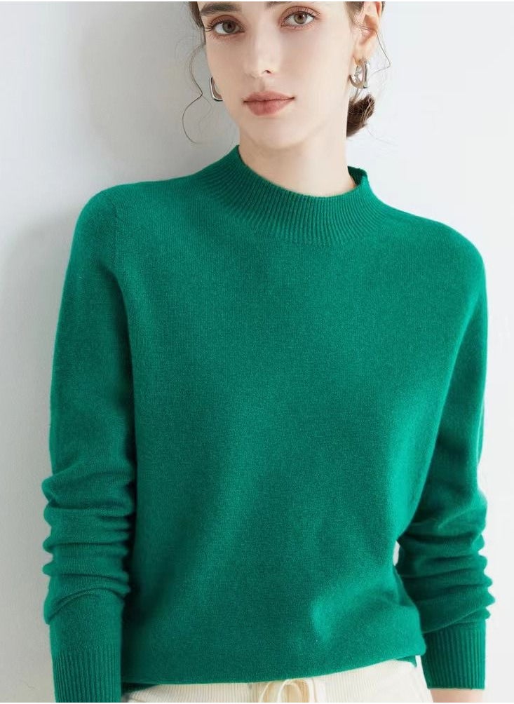 Loquat Autumn Winter Seamless Half Turtleneck Women's Cashmere Sweater 