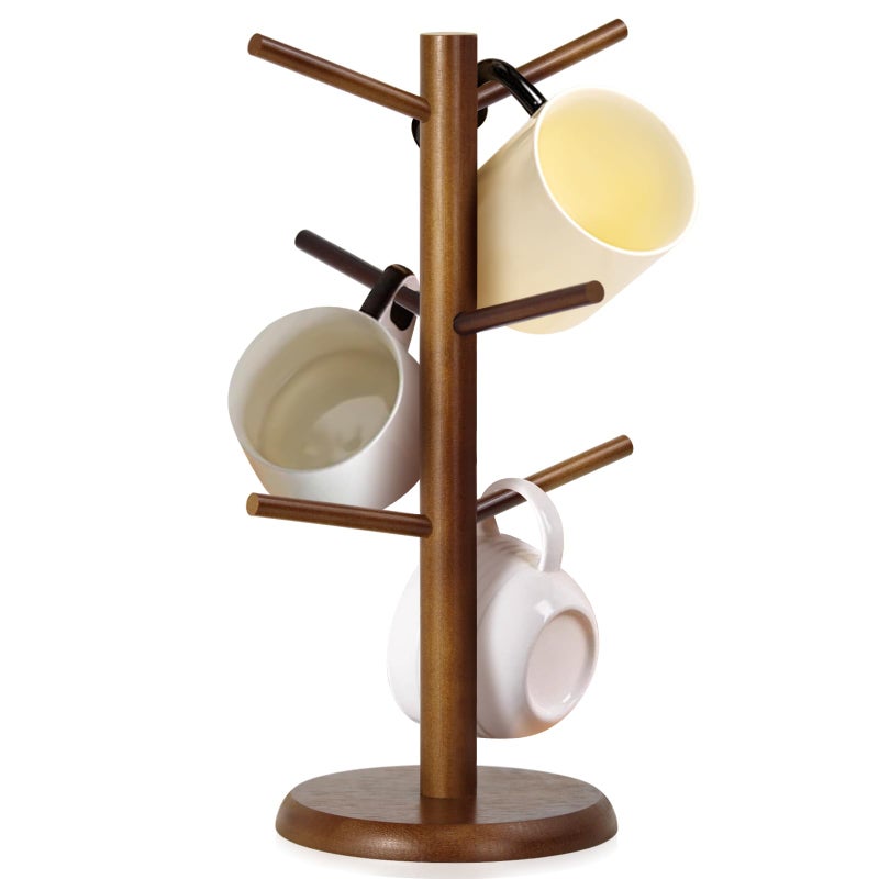 WERJOURU Mug Holder TreeCoffee Cup Tree for Counter with 6 Hooks Mug Holder for Counter TopCoffee Bar Accessories and DecorJewelry PendantBrown - Image 2