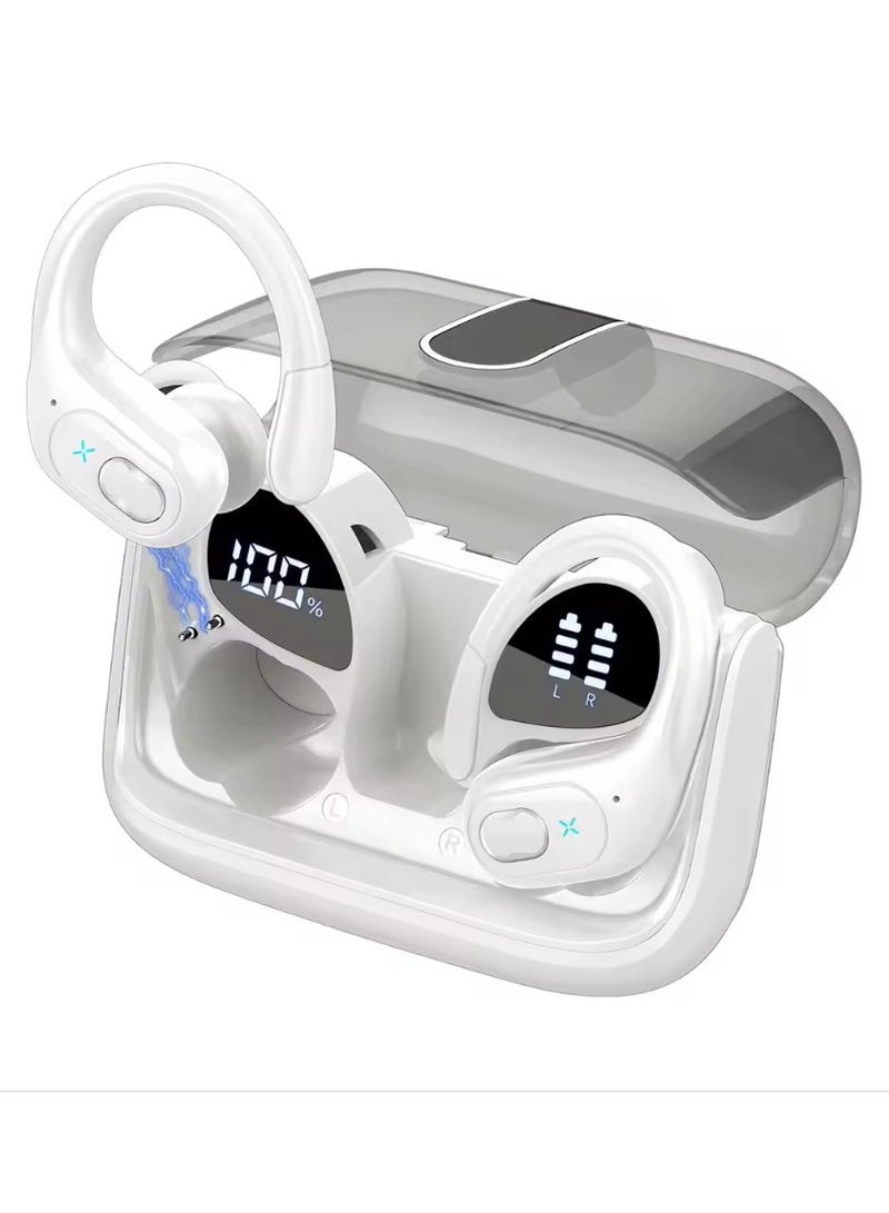 سماعة رأس لاسلكية حقيقية بشاشة عرض رقمية BX-HD65 - عمر بطارية طويل، مقاومة للماء، تحدث بدقة HD، صوت ستيريو محيطي للرياضة - أبيض - Image 1
