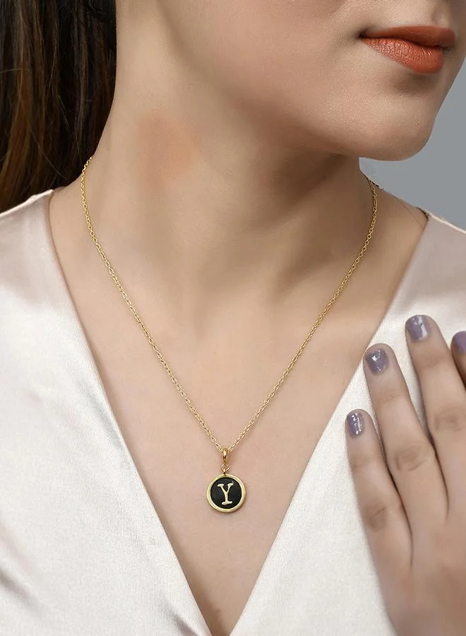 VOYLLA Valentine's Day Collection Alphabet Y Black Enamel Charm